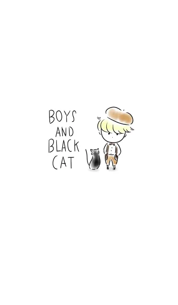 [LINE着せ替え] シンプル 男の子と黒猫の画像1