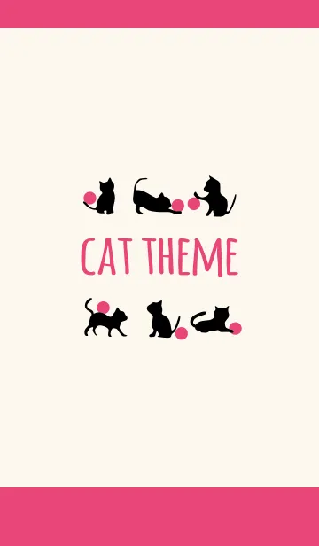 [LINE着せ替え] ベージュ＆ビビッドピンク / キャットの画像1