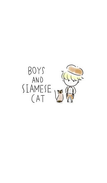[LINE着せ替え] シンプル 男の子とシャムネコの画像1