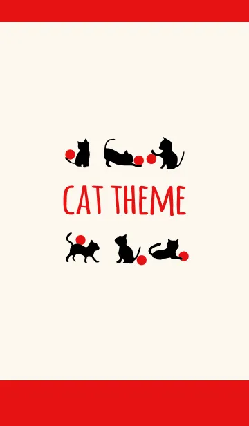 [LINE着せ替え] ベージュ＆レッド2 / キャットの画像1