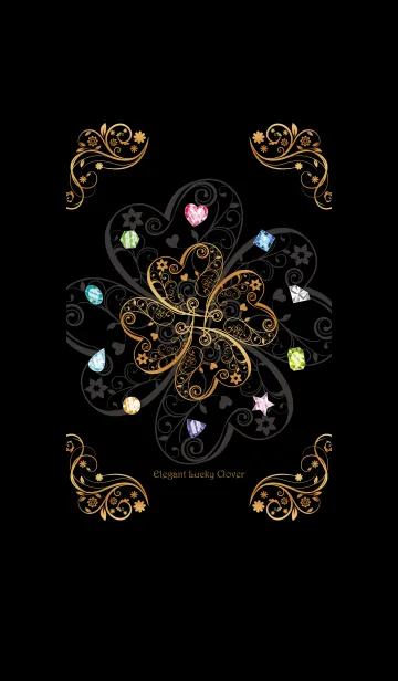 [LINE着せ替え] 幸運のクローバー＆パワーストーン -Black-の画像1
