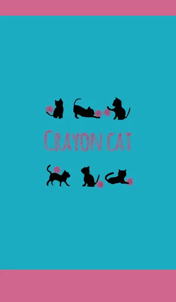 [LINE着せ替え] ブルー＆ピンク / クレヨンキャットの画像1