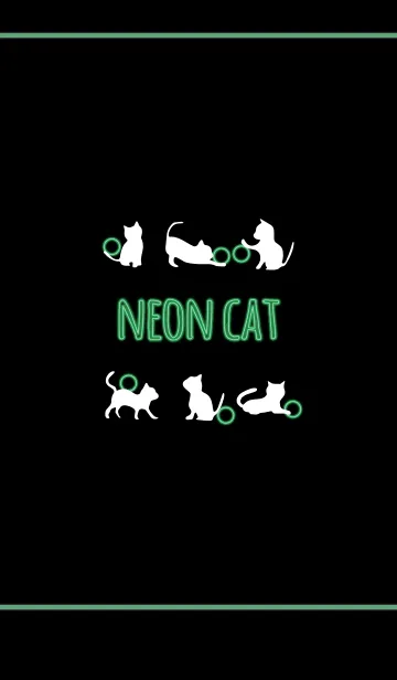 [LINE着せ替え] グリーン / ネオンキャットの画像1