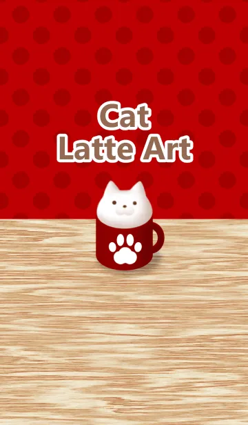 [LINE着せ替え] Cat Latte Art[Red]の画像1