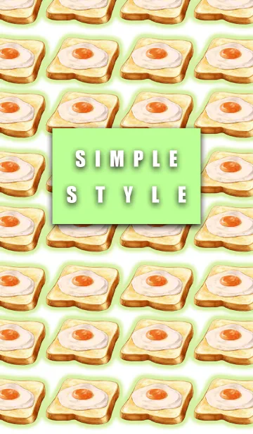 [LINE着せ替え] 押し寄せる目玉焼きトーストグリーンの画像1