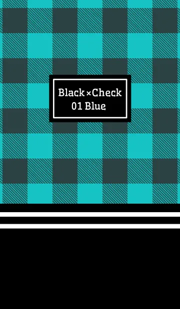 [LINE着せ替え] Black × Check 01 Blueの画像1