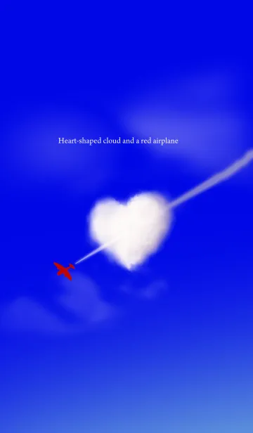 [LINE着せ替え] ハートの雲と赤い飛行機の画像1