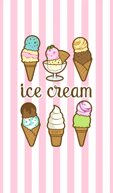 [LINE着せ替え] アイスクリーム(ピンク)の画像1