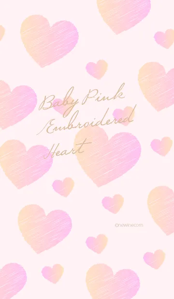 [LINE着せ替え] ベビー ピンク 刺繍 ハートの画像1