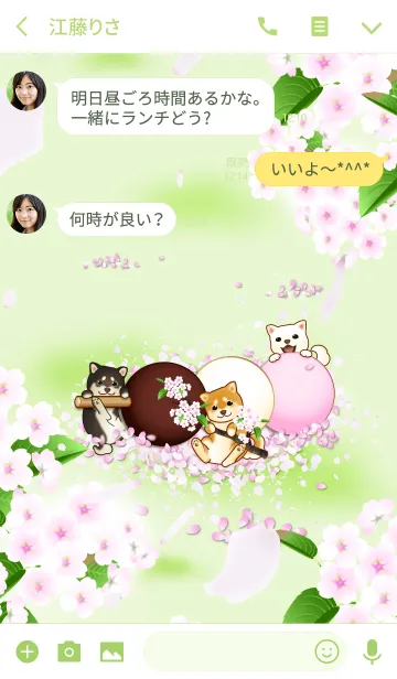 [LINE着せ替え] 花よりわんこ3（柴犬、桜、春、緑）の画像3