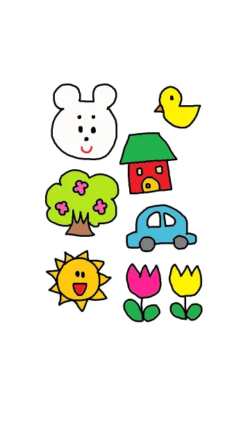 [LINE着せ替え] レトロベア(ホワイト）の画像1