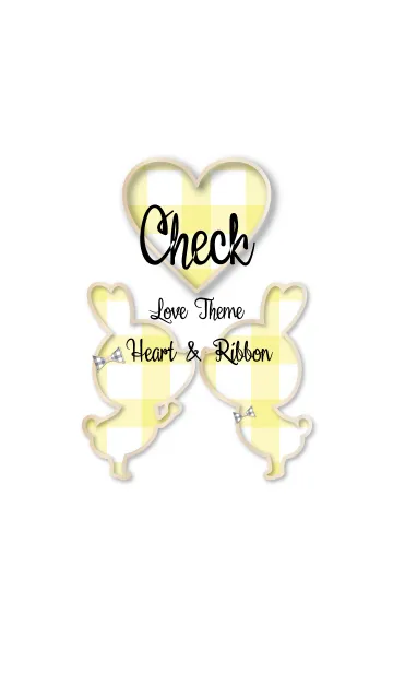 [LINE着せ替え] Check Love Theme Heart ＆ Ribbon YELLOWの画像1