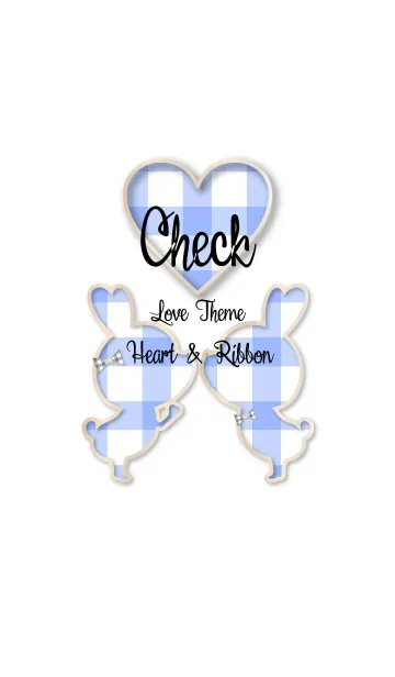 [LINE着せ替え] Check Love Theme (Heart ＆ Ribbon) -BLUE-の画像1