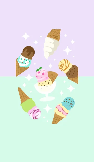 [LINE着せ替え] アイスクリーム2(パープル＆グリーン)の画像1