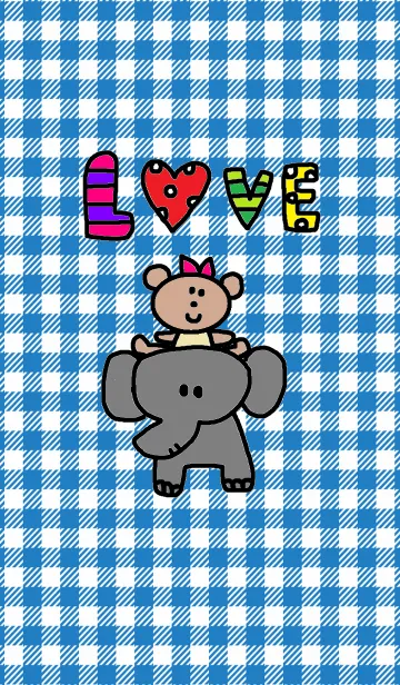 ブルーチェック x くまこの友達の着せ替えメイン画像