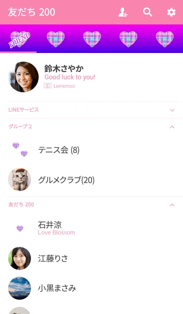 [LINE着せ替え] シンプル水彩チェックピンクの画像2