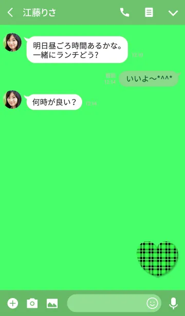 [LINE着せ替え] シンプルチェックグリーンの画像3