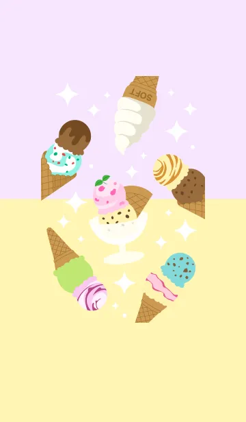 [LINE着せ替え] アイスクリーム2(パープル＆イエロー)の画像1