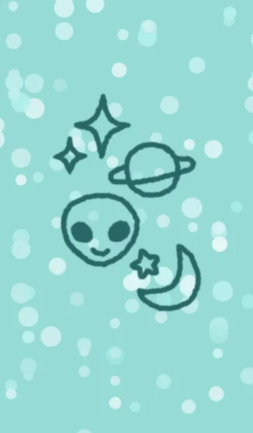 [LINE着せ替え] 手描き宇宙(緑)の画像1