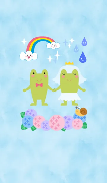 [LINE着せ替え] カエルちゃんの幸運あじさいウェディングの画像1