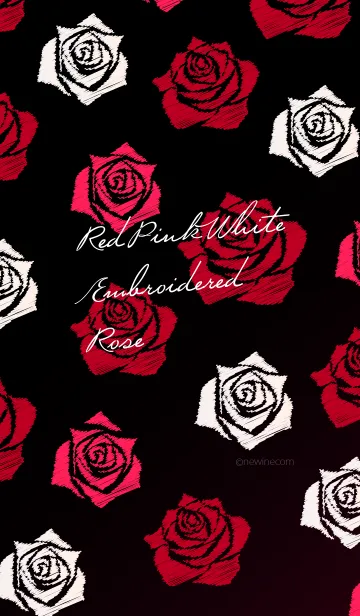 [LINE着せ替え] レッド ピンク ホワイト 刺繍 バラの画像1