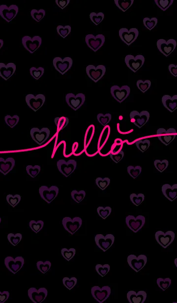 [LINE着せ替え] hello-手描きスマイル-黒ハートの画像1